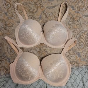 Pair of Soma Bras 34G Tan Polka Dot Lace Supportive Cup